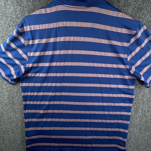 Brooks Brothers Polo Shirt Mens Large Blue Orange Striped Short Sleeve Polyester - Picture 8 of 8